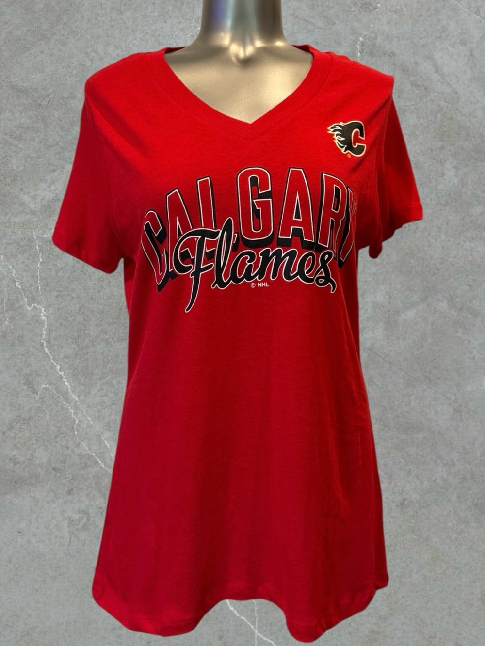 2 for $30 | NHL Calgary Flames Women's Red V-Neck Tee